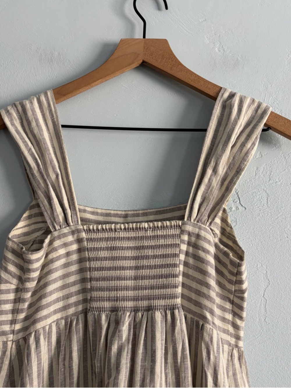 Madewell Striped Tiered Maxi Dress Hemp Vertical Stripe Plain - Picture 11 of 14